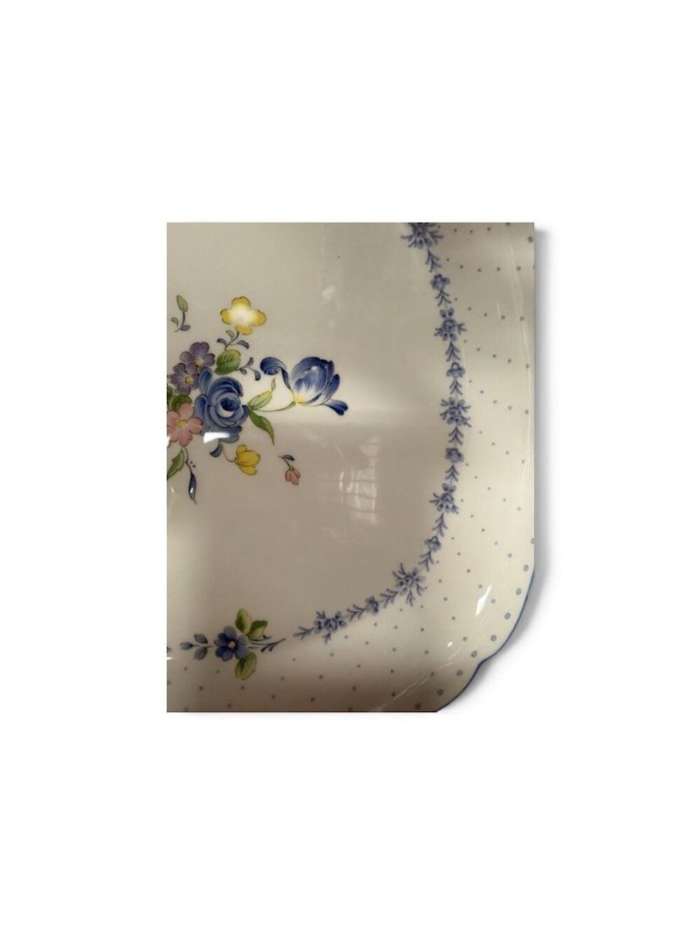 Nikko Square Floral Serving Plate With Blue Peony & Yellow Flower Design - Picture 3 of 3